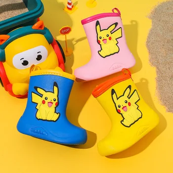 Anime Pokémon Kawaii Pikachu Cartoon Deti Dážď Topánky EVA Nepremokavé Non-Slip Vody Topánky Daždivý Deň Ľahké Topánky Chlapci Dievčatá Dary