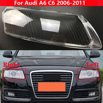 Auto Predných Svetlometov Kryt Objektívu Pre Audi A6 C6 2006-2011 sklo Auto Shell Svetlomet transparentné Tienidlo vedúci svetlo lampy kryt