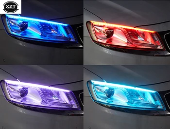 Autá DRL LED Svetlá pre Denné svietenie Auto Tečie Zase Signál Sprievodca Pásy Svetlometu Montáž Auto Styling Príslušenstvo
