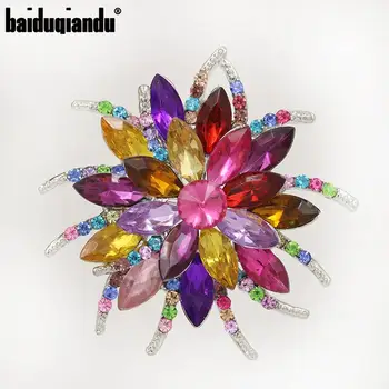baiduqiandu Značka Vysokej Kvality Shinning Crystal Trendy Kvet Brošňa Kolíky Šperky v Najrôznejších Farieb pre Ženy