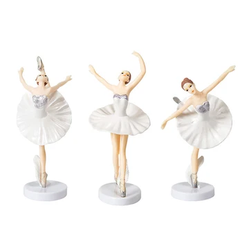 Balet Figúrky Tancujúce Dievča Pre Narodeninovú Tortu Tanečník Ornament Biele, Ružové a 3ks Balerína Plastové Dezert Stôl Dekorácie