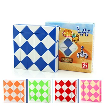 BBMW 36-sekcia Twist Magic Pravítko Had Rýchlosť Kocky, Puzzle, Hračky - Žlté + Biele