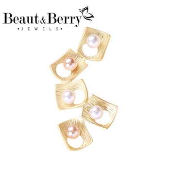 Beaut&Berry Pearl Geometrické Brošňa Zlaté a Strieborné dámske Šperky Office Darček Svadobné Party Doplnky