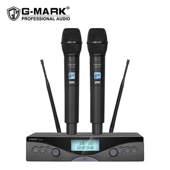 Bezdrôtový Mikrofón G-MARK G320AM UHF 2 Kanály, Karaoke Ručné Frekvencie Nastaviteľný Na Party Stage Show, 50M Použiť Vzdialenosť