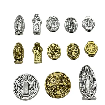 Blahoslavená Panna Mária, Dištančné Starožitné Strieborné Pozlátené Voľné Korálky Náhrdelník Šperky Čo Náramok Príslušenstvo KUTILOV, Veľkoobchod Amulet