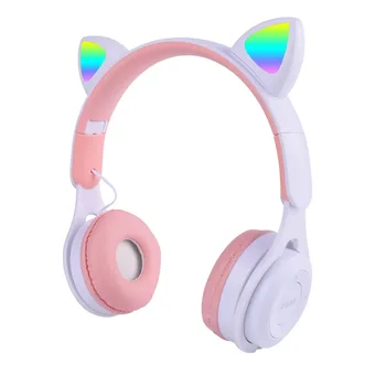 Bleskové Svetlo Roztomilé Mačacie Uši Bezdrôtové Slúchadlá s Mikrofónom Ovládanie LED Chlapec Dievča Stereo Hudby Prilba Telefón Bluetooth Headset Darček