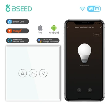 BSEED Smart Light Switch Stmievač 1Gang 1Way Stenu Dmmer Prepínač Tuya Domovská stránka Google Alexa Inteligentné Ovládanie