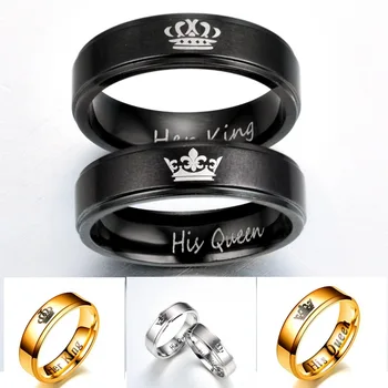 Bxzyrt 2021 Nové Koruny Pár Prstene, Šperky Jej King & Jeho Kráľovná Nehrdzavejúcej Ocele Snubný Prsteň Pre Ženy, Mužov Zapojenie Najlepšie Darčeky