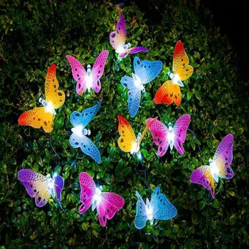C2 12Led Solárny Motýľ Optický Víla String Svetlá Nepremokavé Vianočné Outdoor Záhrada Dovolenku Dekorácie Svetlá
