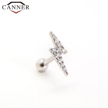 CANNER 925 sterling silver Crystal Zirkón Lightning Stud Náušnice, Piercing Earings pre Ženy, Jemné Šperky pendientes kolczyki