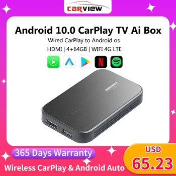 CARVIEW Carplay Ai Box Android 10 4G LTE, WIFI, GPS, Bezdrôtové Carplay Bezdrôtový Android Auto GPS Netflix You_Tube Google Play