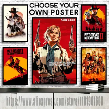 Classic Red Dead Redemption 2 videohry Plátno Umenie a Wall Art Plagát, Obraz, Tlač Moderné Rodinné spálňa Decor Plagáty