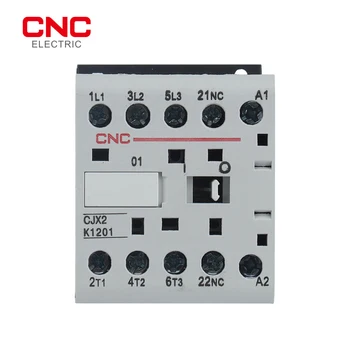 CNC CJX2-K Mini AC Stykač Din lištu 3P 3main 1NO/3main 1NC Cievky Napätie 220V 50/60Hz 6A 9A 12A