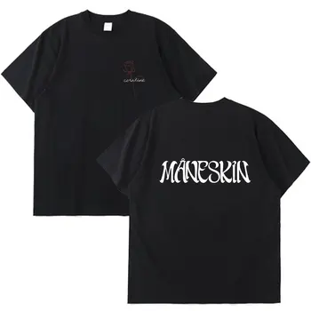 Coraline Maneskin Pirnt T Shirt Európske a Americké Módne Čierne tričko Muži Ženy Ulice, Hip-hop Mládež Krátke Sleeve Tee Muž