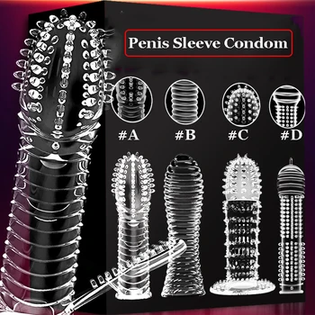 Crystal Kondóm Opakovane Penis Extender Rukáv Oneskorenie Ejakulácie Klitorálny Stimulátor Penis Krúžok Sex Produkty Pre Mužov Intímne Dobré