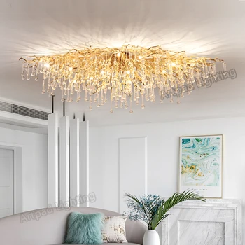 Dekorácie Svetla Nordic LED Krištáľové Lustre Gold Luxusné Osvetlenia Luster pre Spálne, Jedáleň, Obývacia Izba, Kuchyňa Svetlo