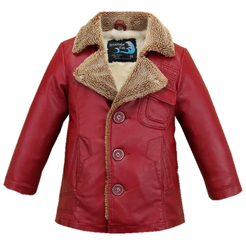 deti kožená bunda gentleman kožušinou vo vnútri hrubá bunda, kabát pre 2-14years dieťa dievčatá chlapci Zimná bunda oblečenie vrchné oblečenie