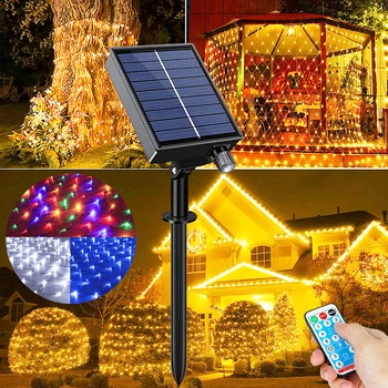 Diaľkové Ovládanie Solárne LED osvetlenie Záhradné Dekorácie Vonkajšie Rozprávkových Svetiel Timmer Solárne Lampy Vianoce Čisté Svetlo Stmievateľné Slnečné Svetlo