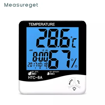 Digitálny Vlhkomer Teplomer vnútornej Teploty Monitor Miestnosti Vlhkosť Rozchod Podsvietený LCD meteorologická Stanica Budík