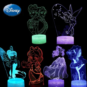 Disney 3D Nočné Osvetlenie Elsa Anna Encanto LED Lampara Morská víla Princezná Obrázok Alice Popoluška Jasmine Osvetľovač, Mrazené II Lampa
