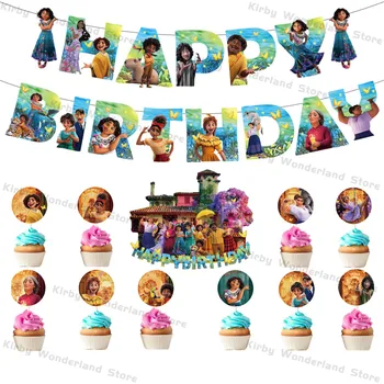 Disney Encanto Strana Navrhne Nastaviť Tému Banner Big Tortu Vňaťou Balóny Mirabel Tému Dieťa Sprcha Dievča Narodeninovej Párty Dekorácie