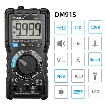 DM91 Smart Digitálny Multimeter AC DC Prúd Napätie Test Viesť Auto Range T-RMS Multimetro Digitálny Profesionálny Kapacita Tester