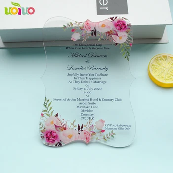 doprava zadarmo vlastné farebné tlač akryl karty svadobné oznámenia karty