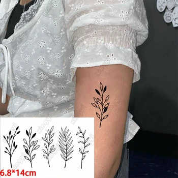 Dočasné Tetovanie Nálepka pre Ženy, Dievča, Body Art Tetovanie Nálepky Black kvietok Mesiac Rose Tatto Nepremokavé Strany Darček
