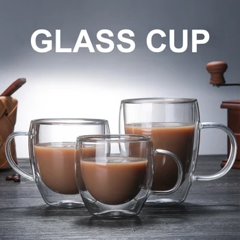 Dvojité steny sklo pohár drinkware espresso káva hrnček na pivné poháre poháre vo veľkom víno koktail shot glass jahody, mlieko, čaj hrnčeky