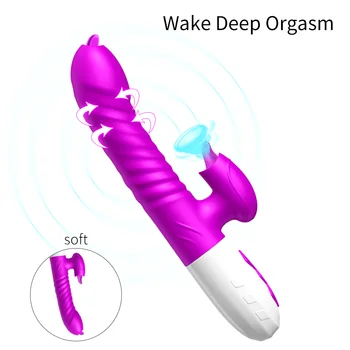 Dvojitý Jazyk Vibračné Dildo Teleskopická Rotujúce Sania Vibrátory pre Ženy Vaginálny, Análny Stimulátor Klitorisu 18 Dospelých, Sexuálne Hračky