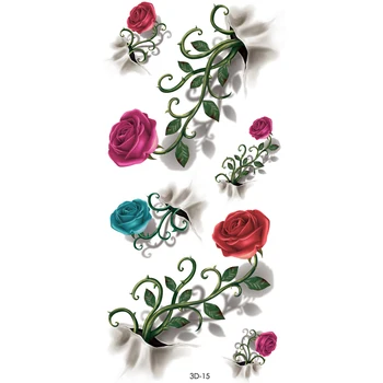 Dámske Farebné 3D Vodotesné Telo Pera Umenie Rukáv DIY Nálepky Lesk Dočasné Tetovanie Mini Ruže Kvet tatto