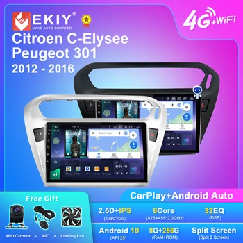 EKIY Q7 Android autorádia Pre Peugeot 301 Pre Citroen C-Elysee CElysee 2012-2016 Navi GPS Carplay Multimediálny Prehrávač Stereo Auto