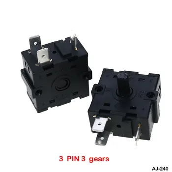 Elektrické kúrenie obehu výstroj 3 bit 4 a bit 3 pin 5 pin otočný spínač voliča AC 250V 16A RT222 RT233-1-B RT233-4