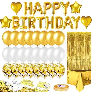Fanhaus Zlaté balón Narodeniny dekorácie, Party dodávky Dekorácie, doplnky Happy birthday balón nastaviť Party dekorácie