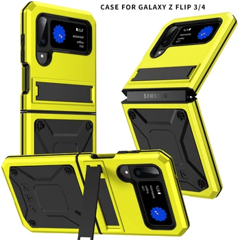 Funda pre Samsung Galaxy Z Flip 4 5G 2022 Prípade Stojan Kryt pre Samsung Z Flip 3 4 Flip4 Brnenie Kovové puzdro so Stojanom Držiak