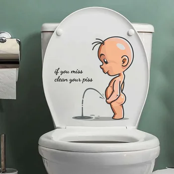 Funny Baby Wc Nálepky Kúpeľňa Stenu Decor Nepremokavé PVC Domáce Dekorácie Umenie WC Wc Veko Obtlačky DIY Dekorácie