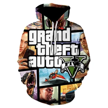 Grand Theft Auto 3D 2020fun GTA 5 Fantázie Mikiny s Dlhým Rukávom Street Style Hooed Bunda Kvalitné Unisex Gta5 Hra Mikina