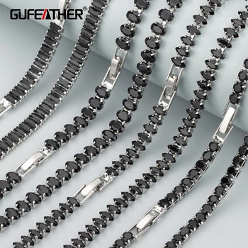 GUFEATHER MB93,módny náhrdelník,nikel zadarmo,ródium á,dlhý náhrdelník diy reťazca,čierna zircons,mash up náhrdelník,jeden ks/veľa