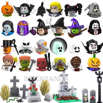 Halloween Ghost Stavebné Bloky Upír Filmy Mesto Číselné Údaje Tekvica Čarodejnice Zombied Klaun Zhromaždiť Tehly Kompatibilné Hračky Pre Deti