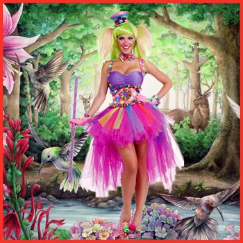 Halloween Kostým Klasické Candy Farby Šiat Cirkus Klaun, Cosplay Kostýmy Karneval Party Výkon Oblečenie Set Zábavnej Šaty