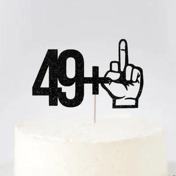 Happy Birthday 49＋1 Stredný Prst Tortu Vňaťou Zábavné 50. Narodeniny Päťdesiat Strán 50. Výročia alebo 50 Rozprávkové Cake Decoration