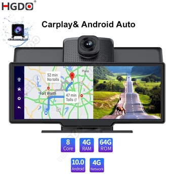 HGDO Android 10.0 4G Dash Cam 4+64 G 3 in1 ADAS 5G WIFI GPS NAVI videorekordér 1080P Duálny Objektív Auto Auto Black DVR Kamera