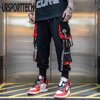 Hip Hop Joggers Mužov List Stuhy Cargo Nohavice Vrecká Sledovať Taktické Bežné Techwear Mužské Nohavice, Tepláky Šport Streetwear