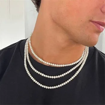 Jednoduché 8mm Perlový Náhrdelník Muži Ručné Strand Perličiek Náhrdelníky Nové Trendy pre Ženy, Dievčatá, Svadobné Hostiny, Šperky, Náhrdelníky