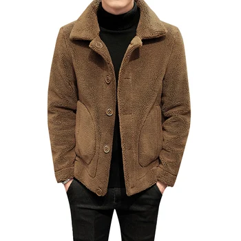 Jesenné a zimné bundy a coats obojstranné bavlnená bunda pánska móda plus velvet vlna, vlnený kabát Britský štýl tenký kabát