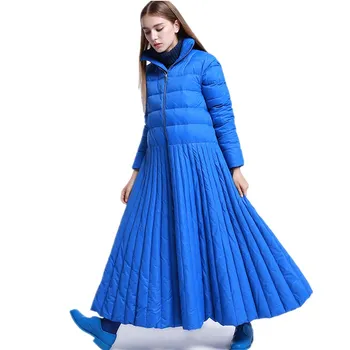 Jesenné a zimné Sukne štýl dlho nadol ženy bunda zvláštne Dizajn kabát Modrá módne parkas žena a príčinné teplé nosenie wq92