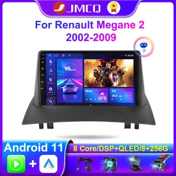 JMCQ Carplay 2 Din Android 11 autorádia Pre Renault Megane 2 2002-2009 Multimediálne Video Prehrávač, Navigácia GPS Stereo Hlava Jednotky