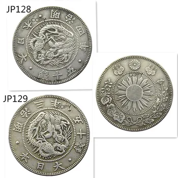 JP(128 -129)Japonsko Ázia Meiji 3/4 Roka 50 Švp Strieborné Pozlátené Mince Kópia
