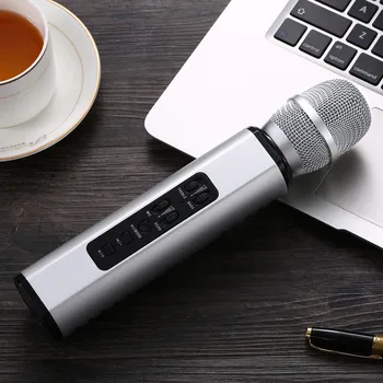 K6 Bezdrôtový Karaoke Mikrofón Dvojité Horn Bluetooth Ručný Prenosný Reproduktor Domov KTV Hráč Echo-zadajte text Zvuk Úprava