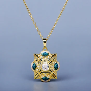 Klasické dámske 925 Strieborný Náhrdelník Geometrické Nepravidelný Príveskom Vykladaným Modrý Zirkón Módne Šperky vyrábané Ručne Smalt Sveter Reťazca
